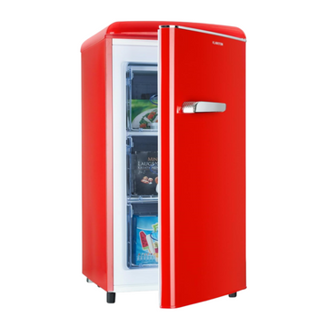 2026 KLARSTEIN Laika - Congélateur, volume total 60 litres, thermostat à 5 niveaux, 0 à -18°C, 3 grilles, pose libre, design rétro - rouge