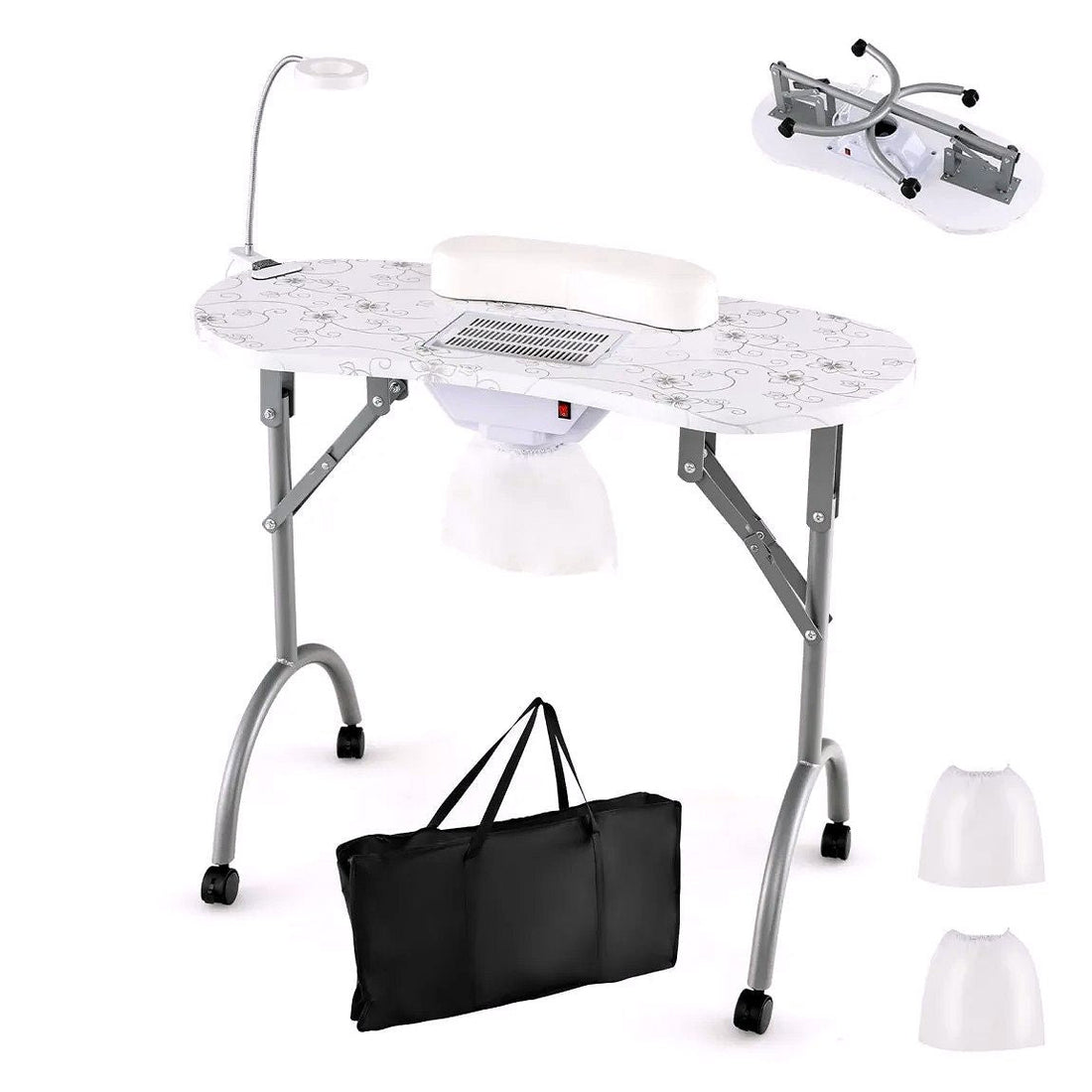 2026 Table de manucure portable LDAILY avec aspirateur électrique de poussière
