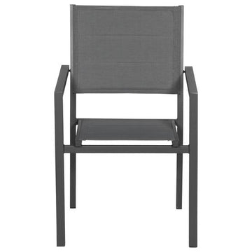 2026 Lot de 8 chaises en aluminium anthracite - textilène gris Happy Garden