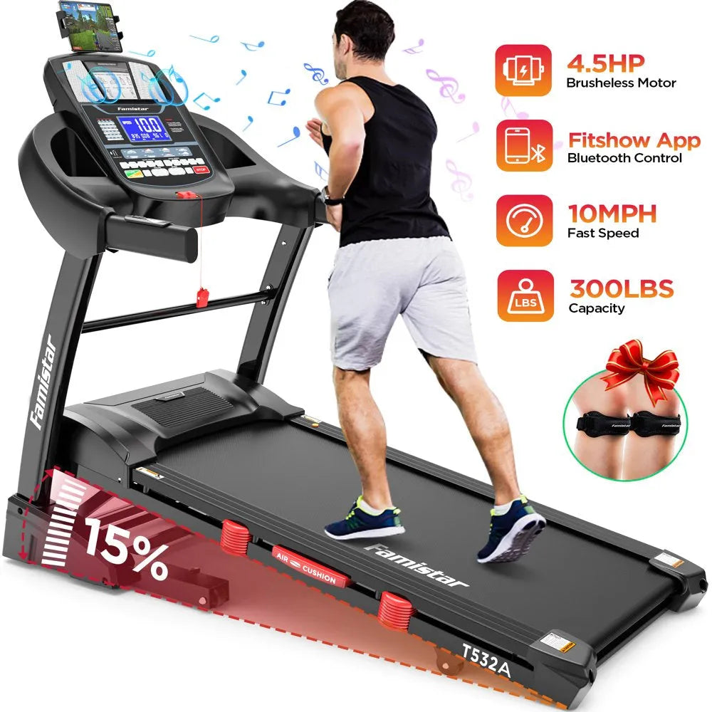 2026 Famistar Klapp-Laufband für zu Hause mit 15 Stufen Automatischer Steigung, 300LB Kapazität, 10MPH Höchstgeschwindigkeit