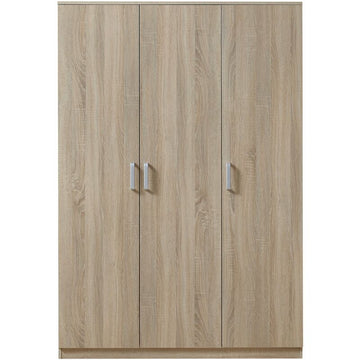 2026 Armoire de chambre garde-robe moderne meuble de rangement intemporel 5 étagères 3 tiroirs + miroir MDF 176 x 120 x 52 cm effet chêne sonoma 03_0006369