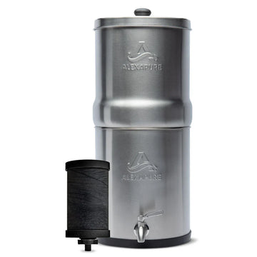 2026 2025 Alexapure Pro Système de Filtration d’Eau par Gravité – Purificateur d’Eau Domestique en Acier Inoxydable Réduit 206 Contaminants, Sans Électricité, Facile à Installer et à Entretenir