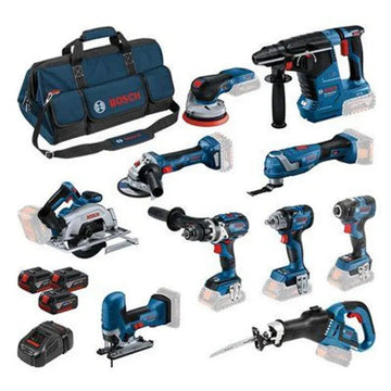 2026 BOSCH Professional 18V 10-Piece Power Tool Set – Includes 3× 5.0Ah Li-Ion Batteries, Fast Charger & Heavy-Duty Carry Bag