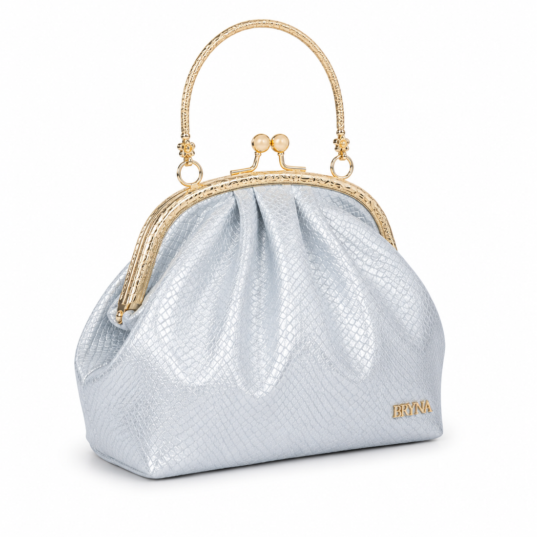 Bryna Women's Silver Frame Clutch Evening Bag