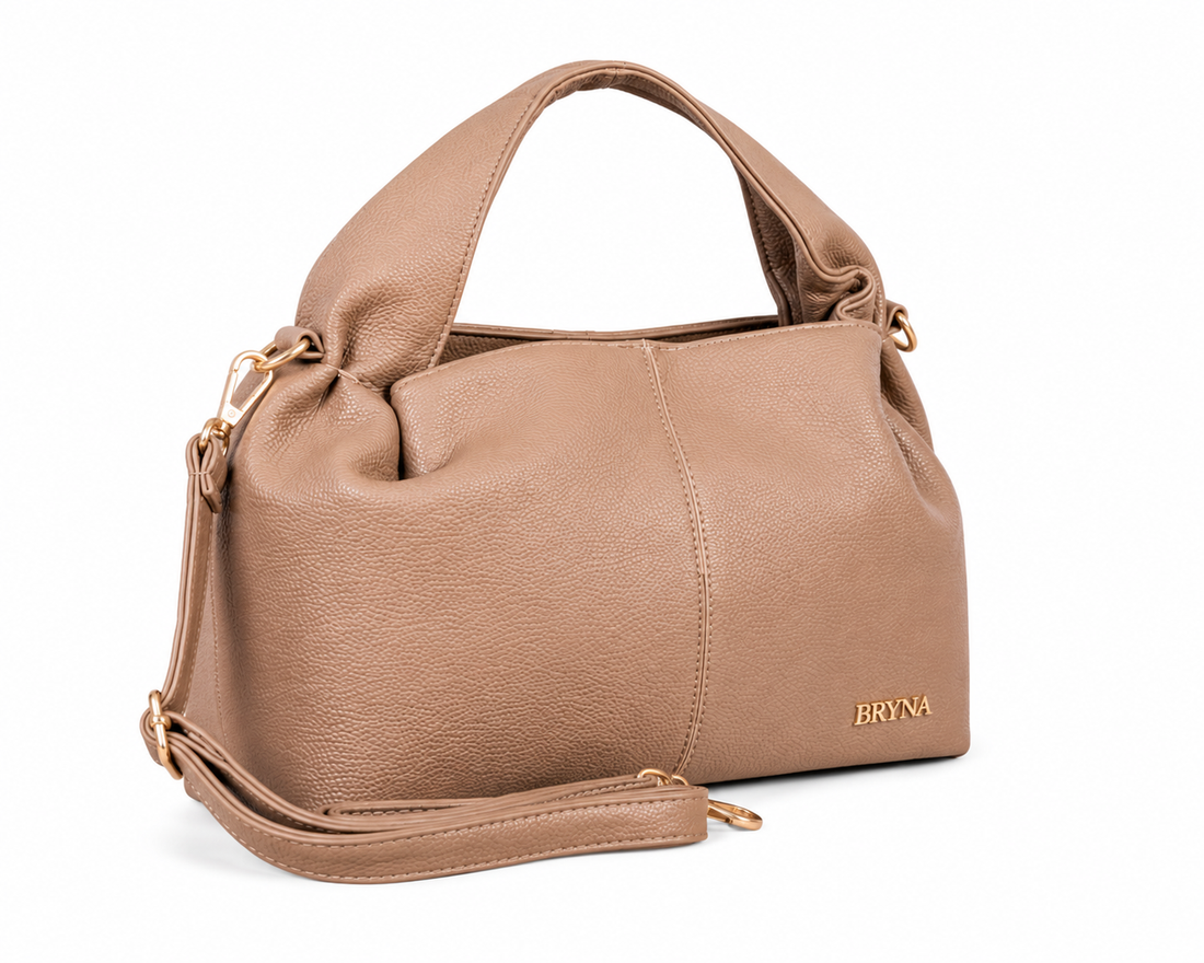 Bryna Soft Leather Hobo Shoulder Bag for Women | Elegant Everyday Handbag  | Beige